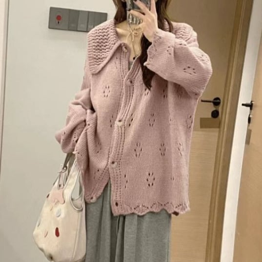 【outer】カットワークニットカーデ　M26037