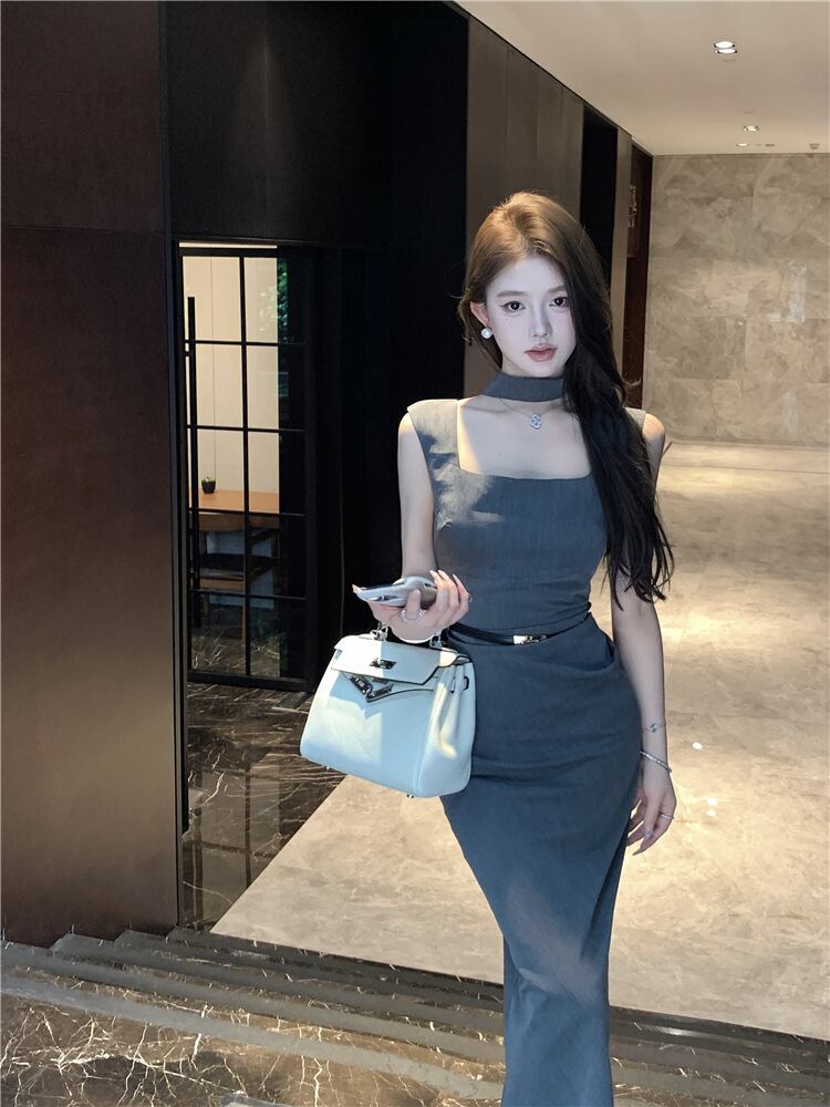 【dress】デートワンピースベルト付き　M24345