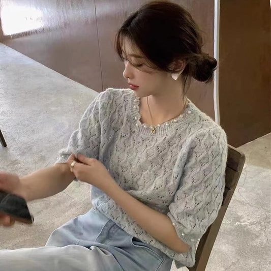 【tops】ビーズニットTシャツG20679