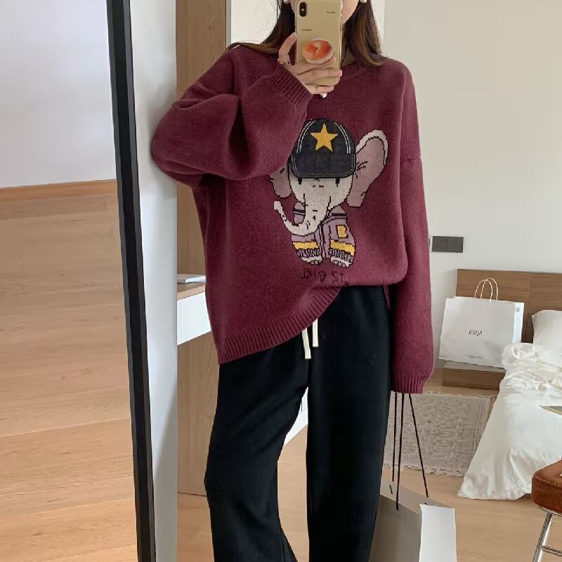 【tops】クルーネックニットセーター　M18557
