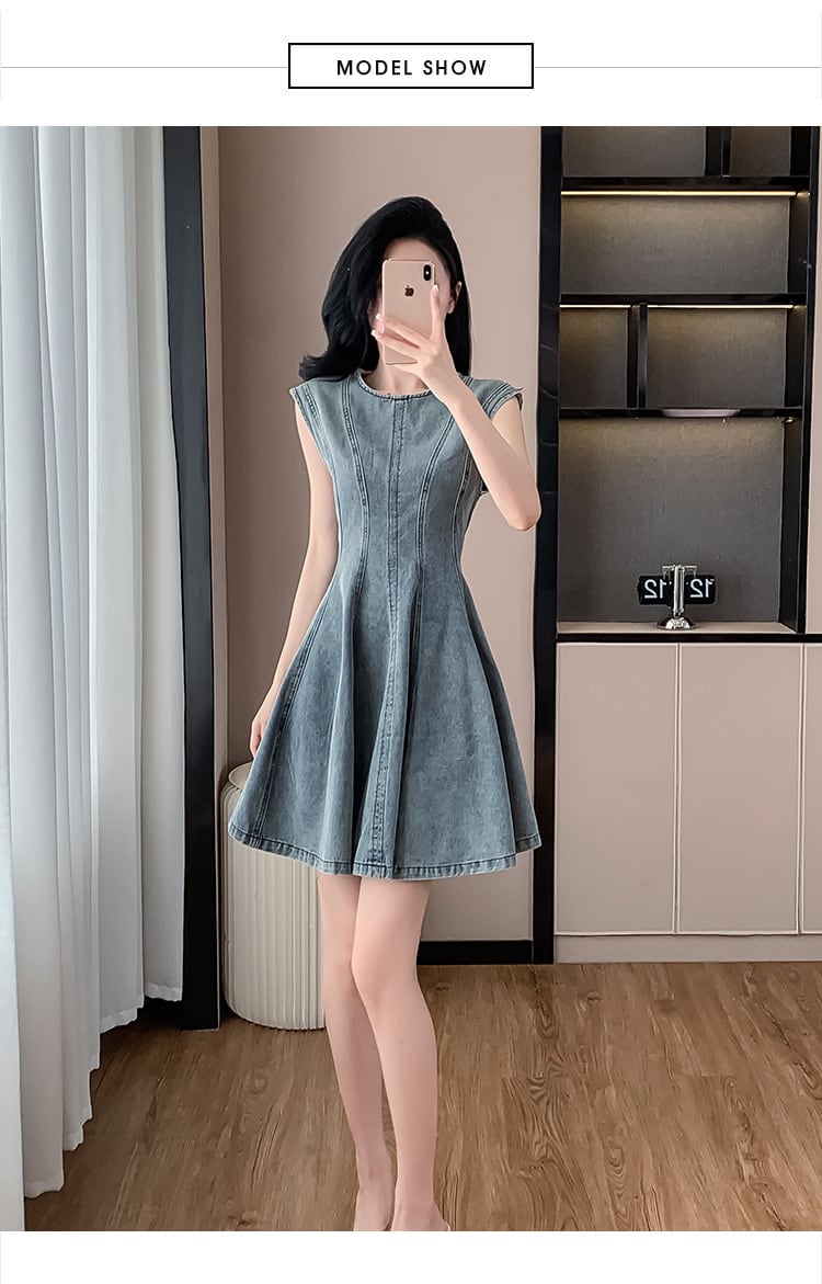 【dress】ノースリーブデニムワンピース　M24565