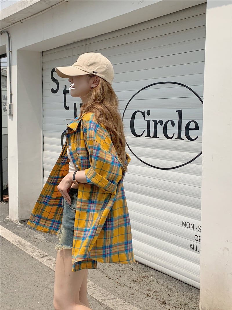 【tops】チェック柄シャツトップス　M25267