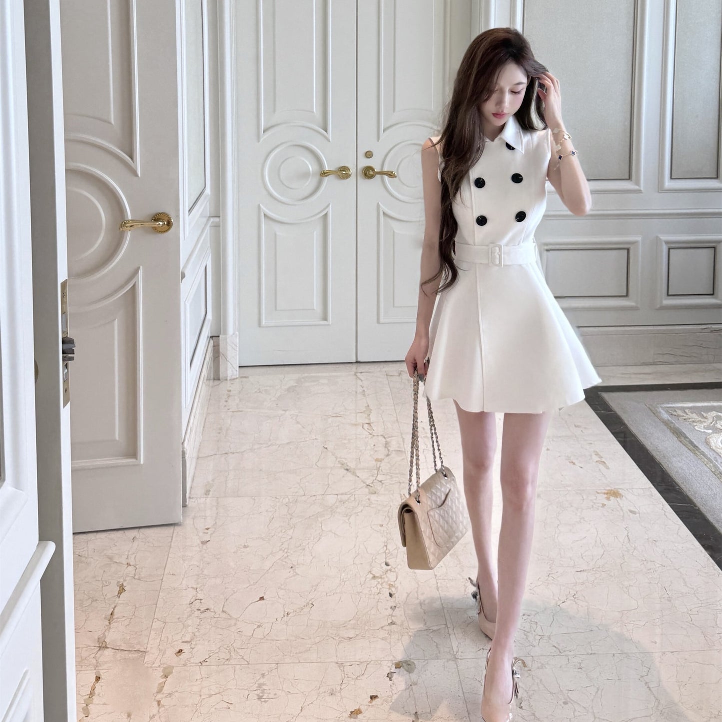 【dress】ダブルボタンミニワンピース　N3151