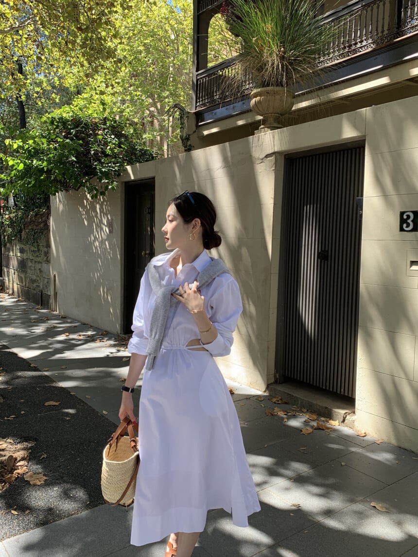 【dress】ウエストカットシャツワンピース G20859