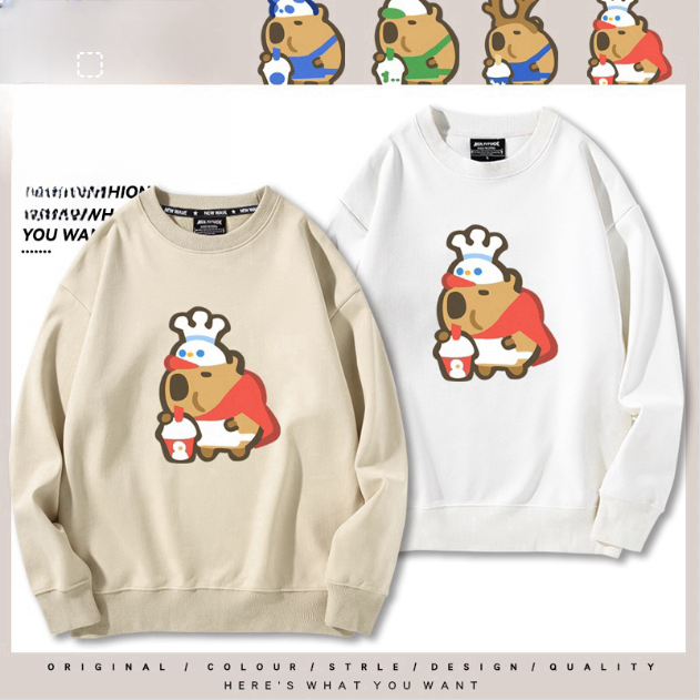 【tops】カピバラプリントプルオーバー（ 男女兼用）K0219