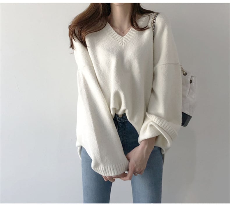 【tops】Vネックニットセーター　M25615