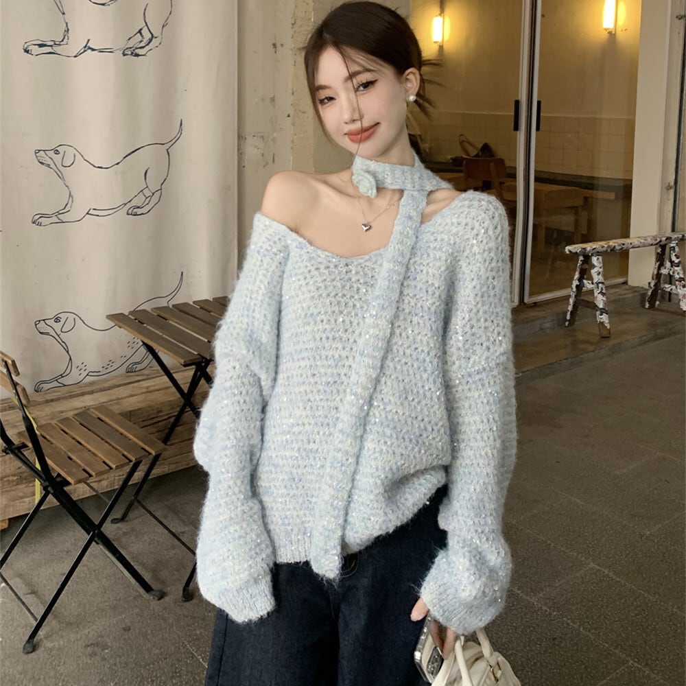 【tops】スパンコールニットセーター　M26024