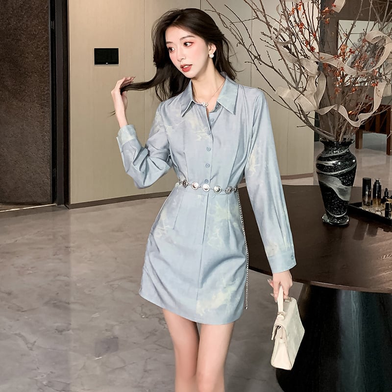 【dress】シャツワンピースベルト付き　M29681