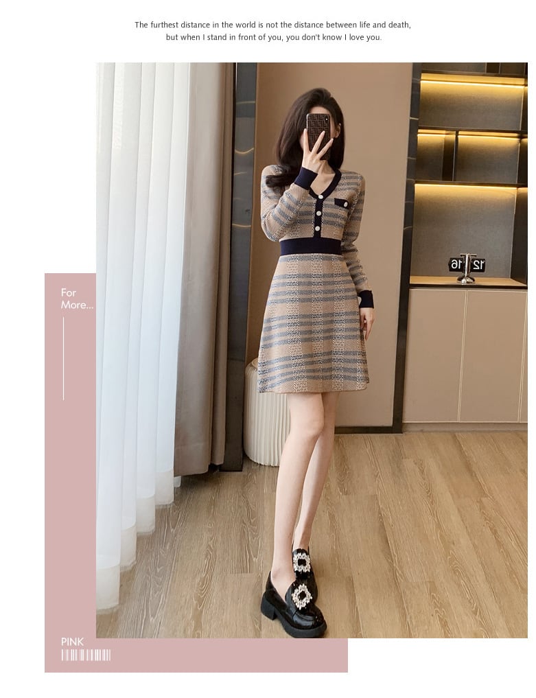 【dress】Vネックワンピース　M25463