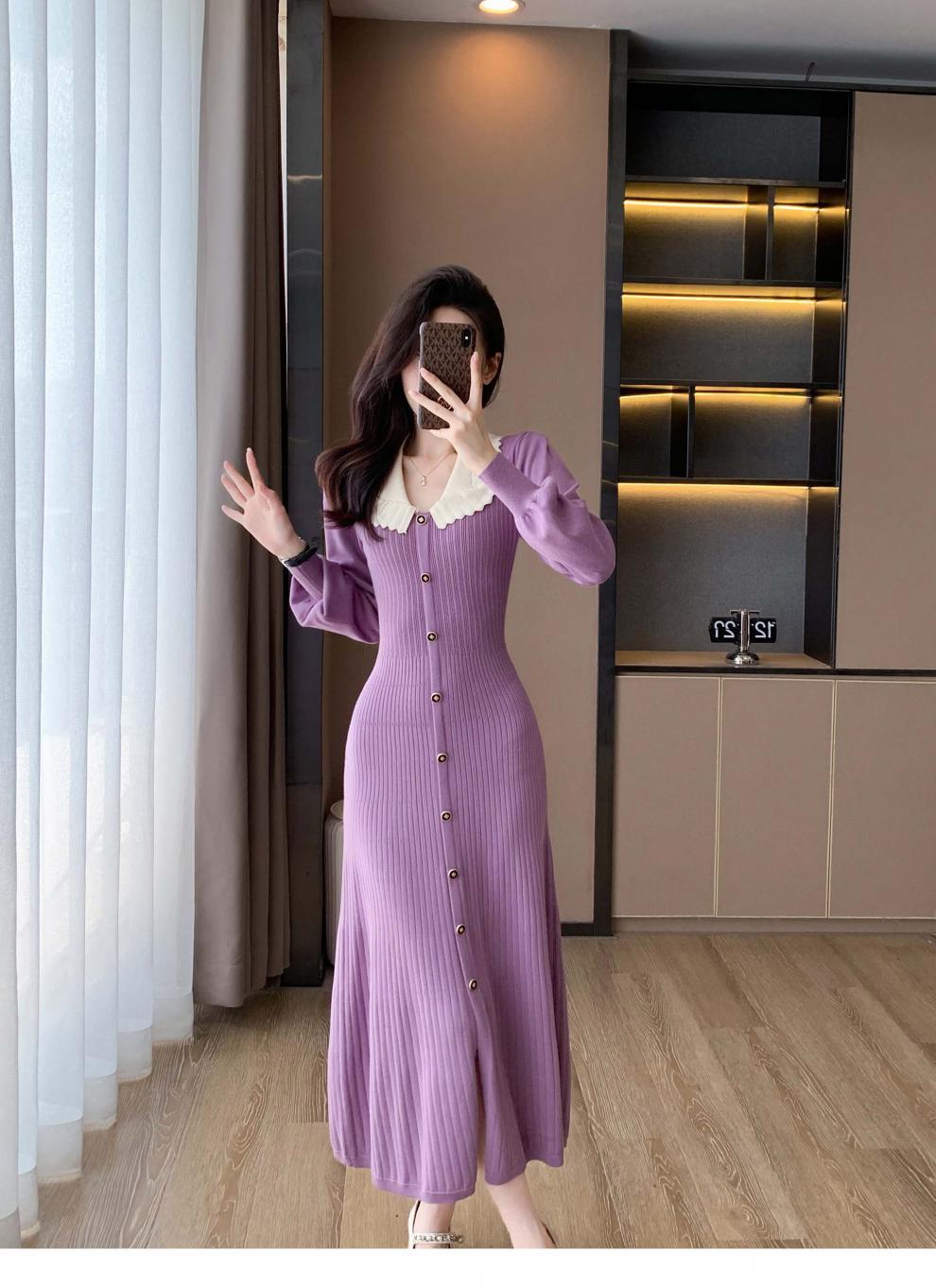 【dress】ボタンデザインニットワンピース　M18657