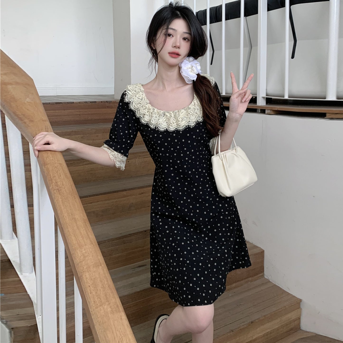 【dress】ドット柄大きいサイズワンピース G20988