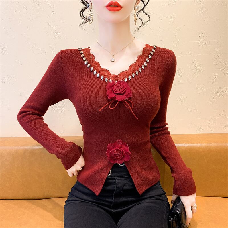 【tops】立体フラワーニットトップス　M27793
