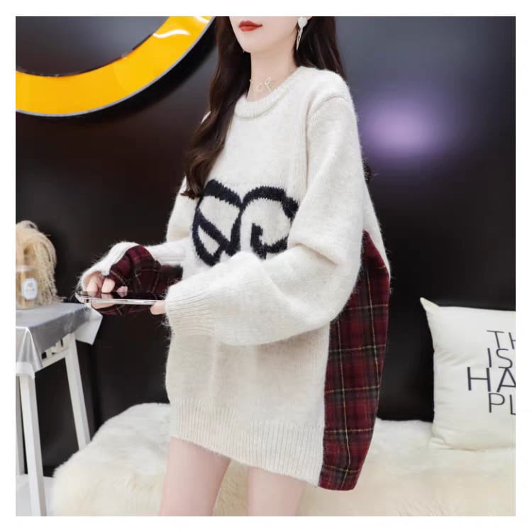 【tops】切り替えニットセーター　M27617