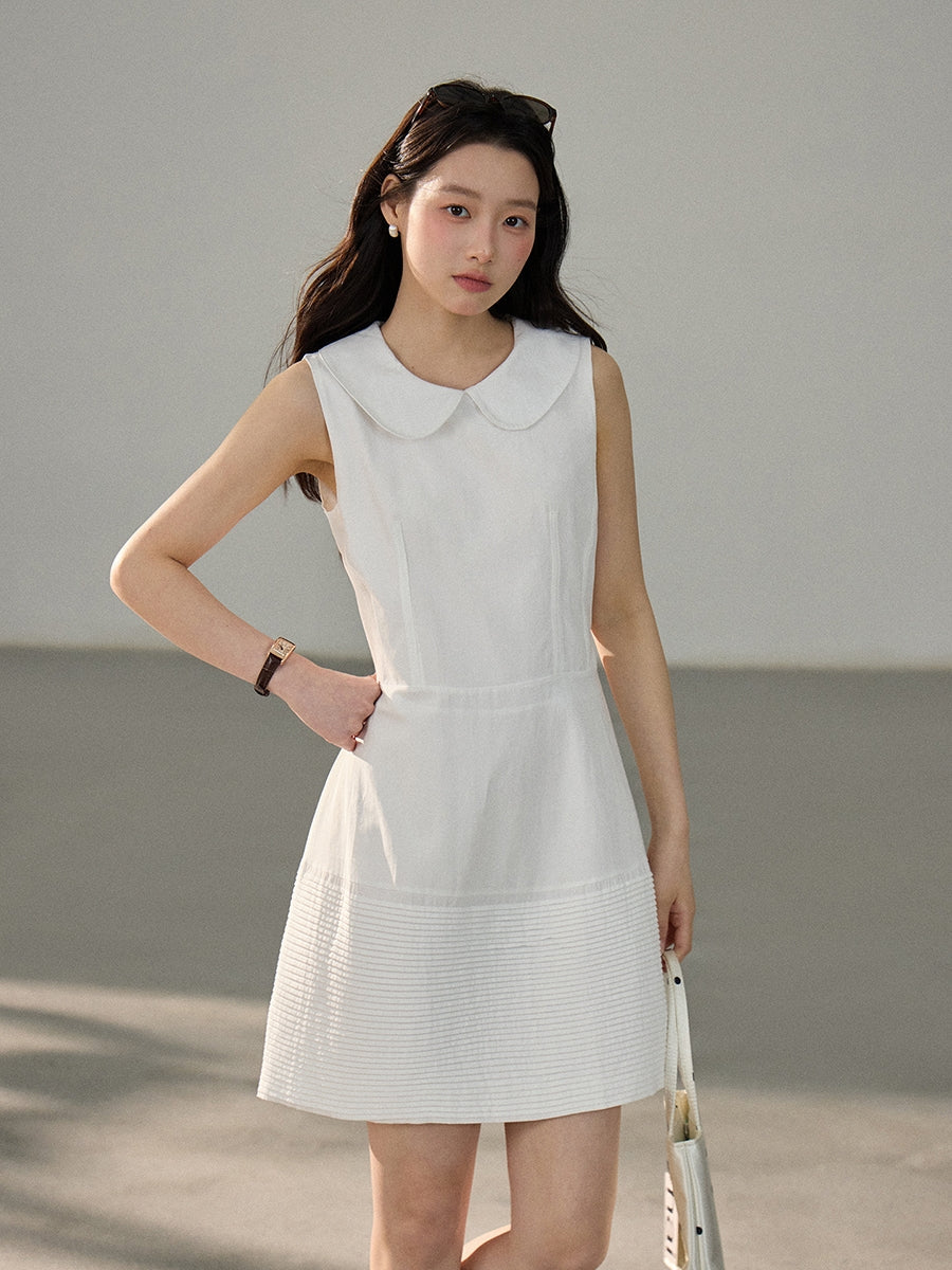 【dress】ピーターパンカラーノースリーブワンピース Q8802