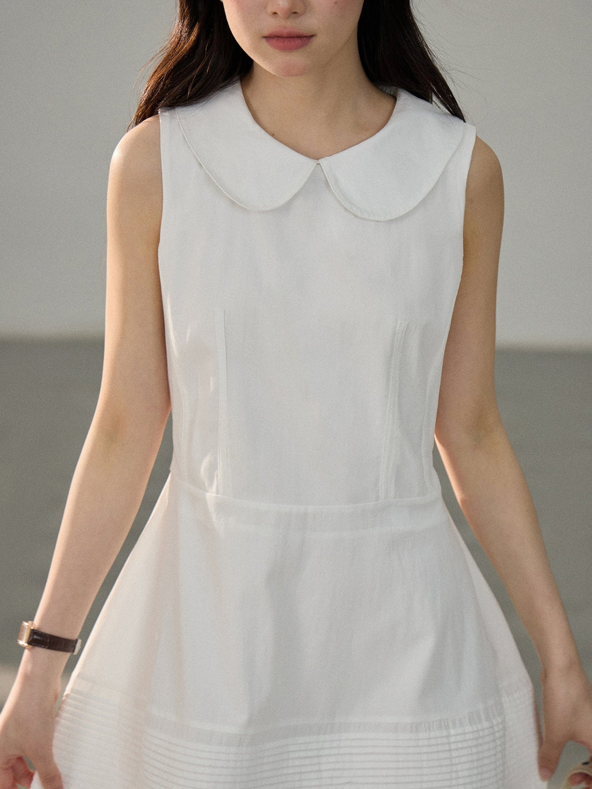 【dress】ピーターパンカラーノースリーブワンピース Q8802