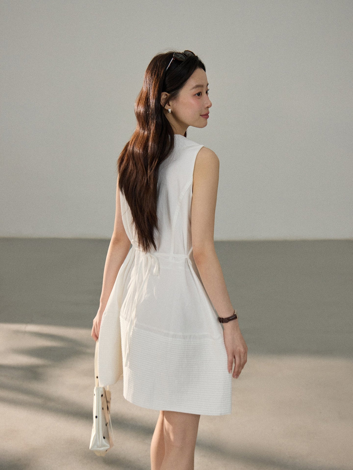 【dress】ピーターパンカラーノースリーブワンピース Q8802