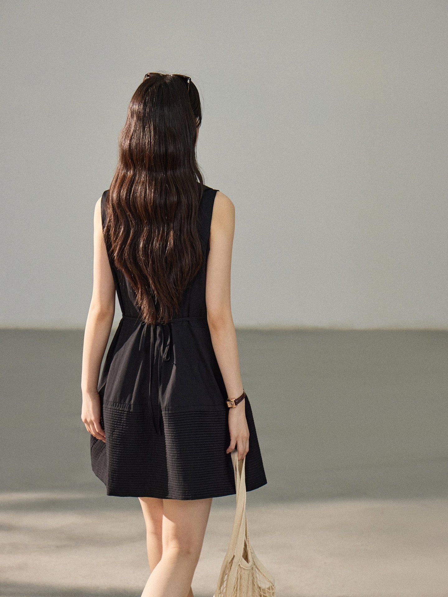 【dress】ピーターパンカラーノースリーブワンピース Q8802