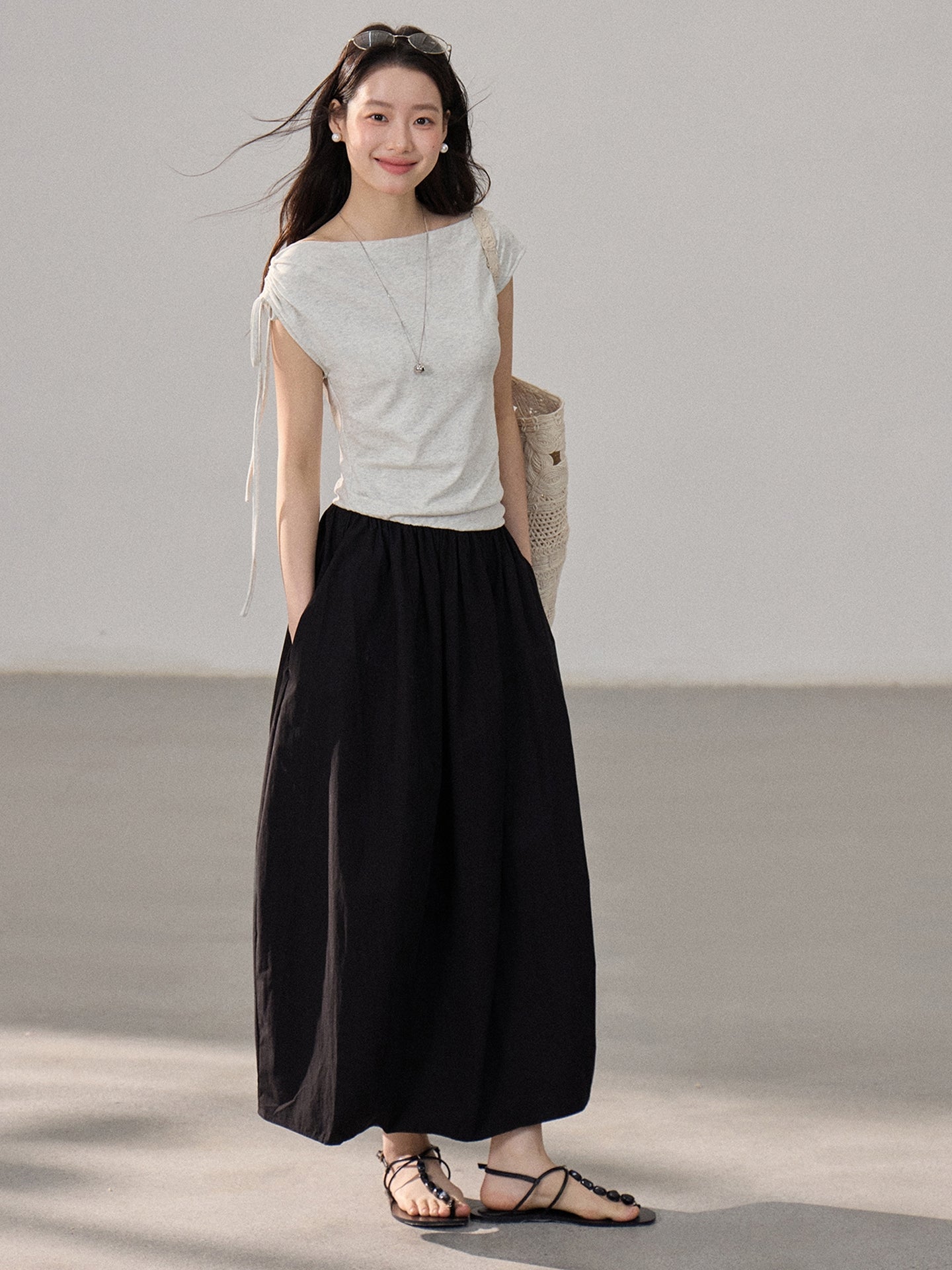 【dress】ドッキングロングワンピース Q8805