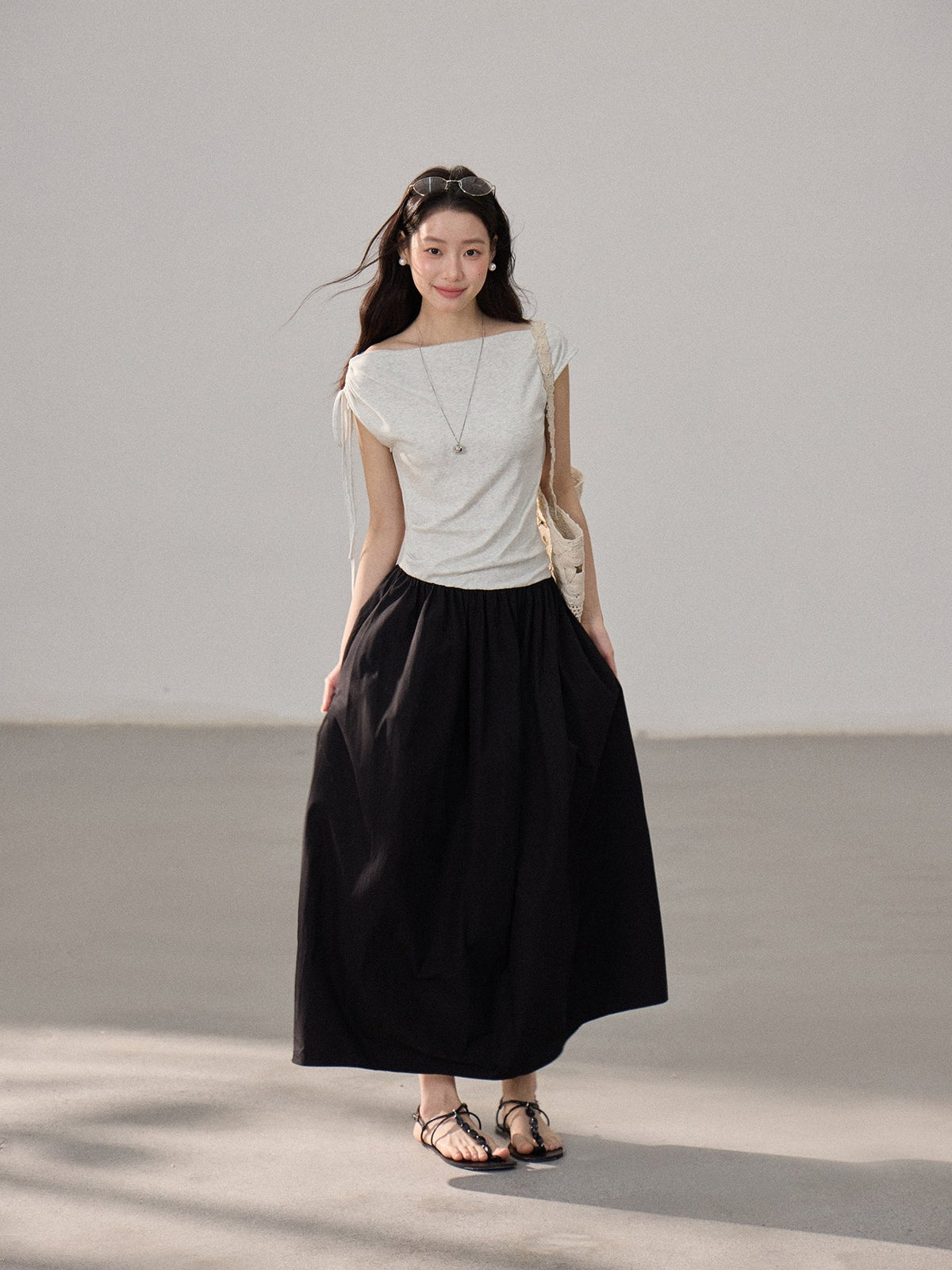 【dress】ドッキングロングワンピース Q8805