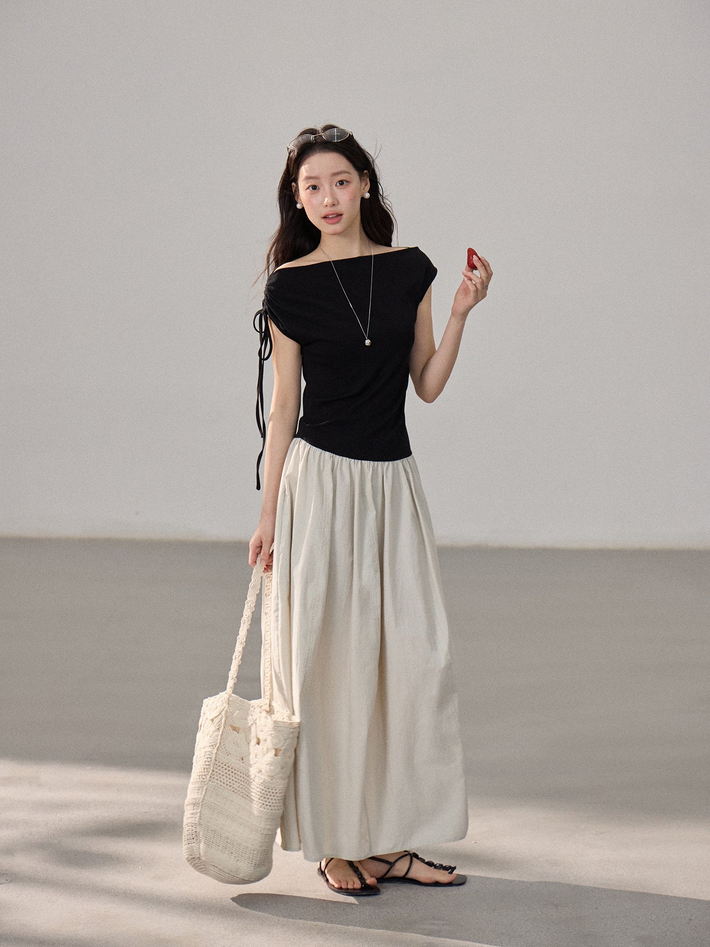 【dress】ドッキングロングワンピース Q8805