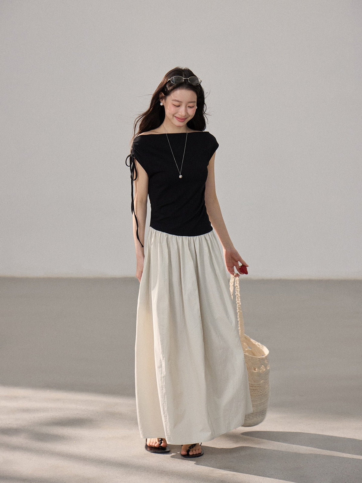 【dress】ドッキングロングワンピース Q8805