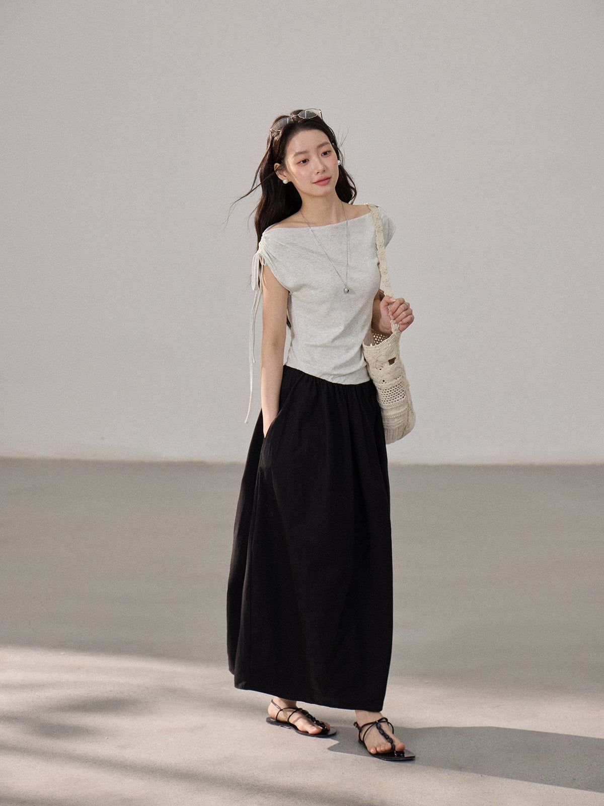 【dress】ドッキングロングワンピース Q8805