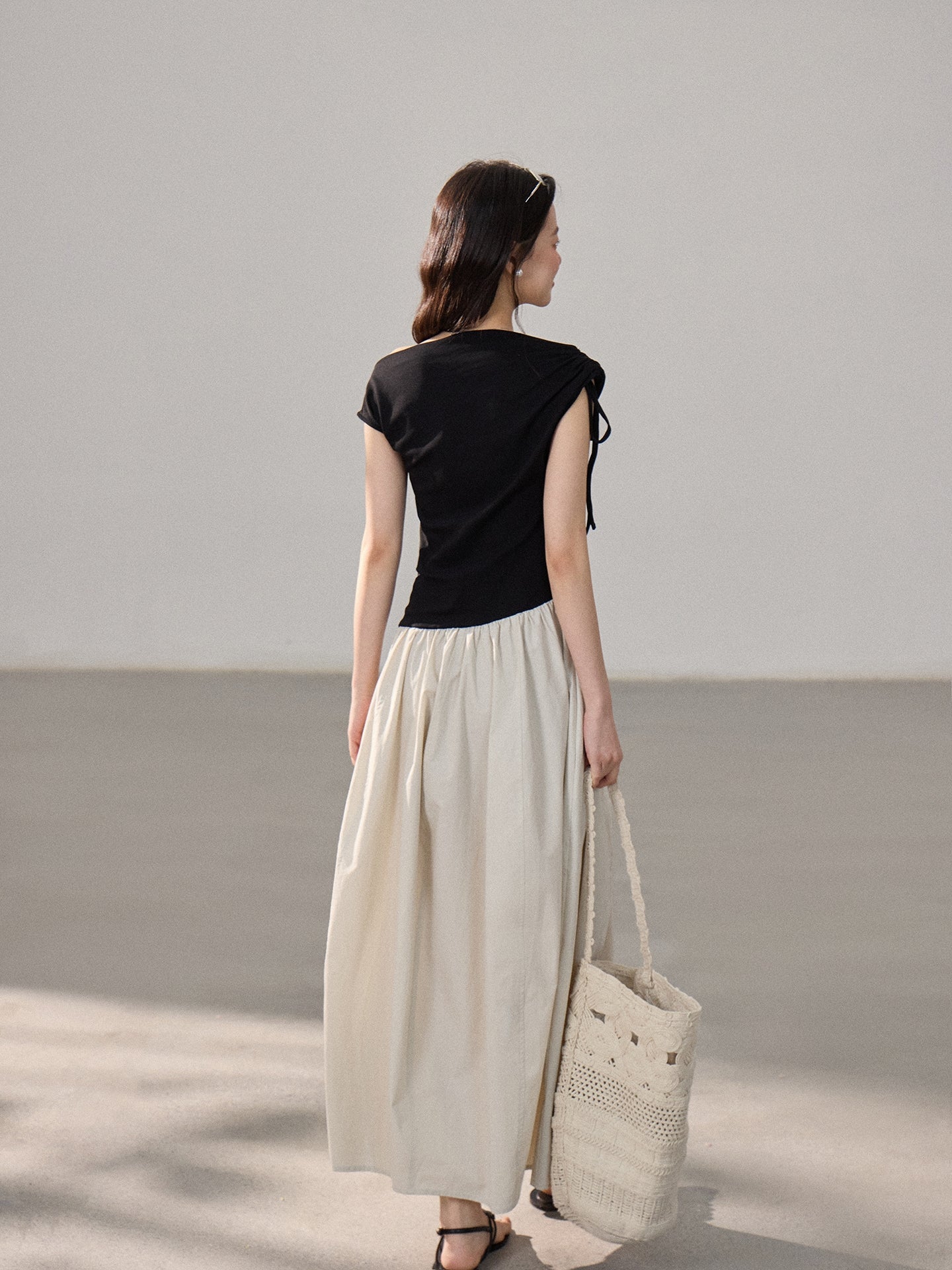 【dress】ドッキングロングワンピース Q8805