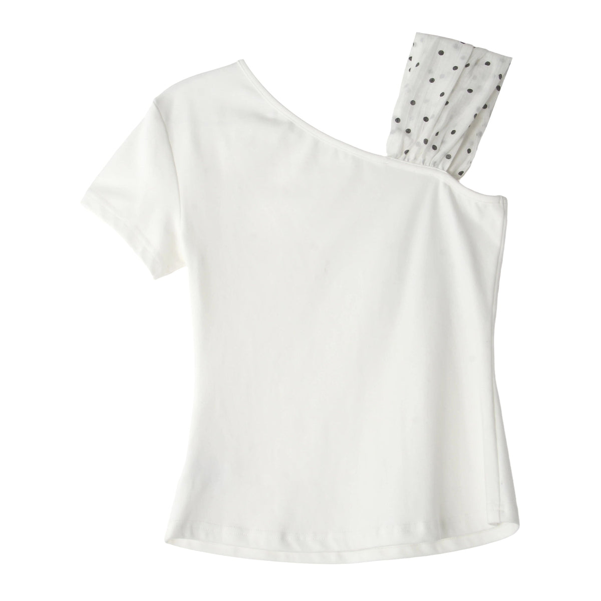 【tops】ドット柄ドッキングトップス Q8809