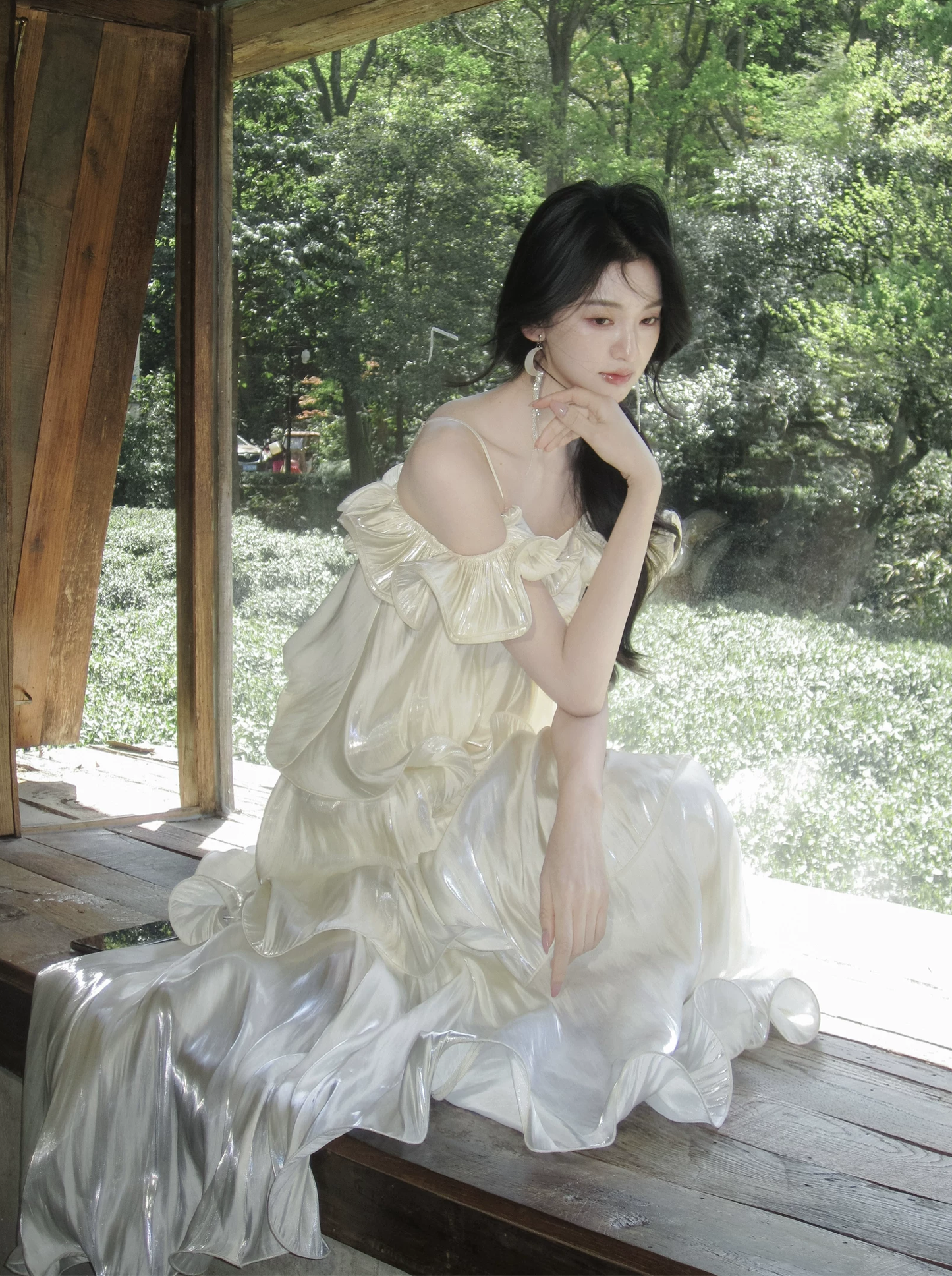 【dress】ギャザーフリルロングキャミワンピース Q8553