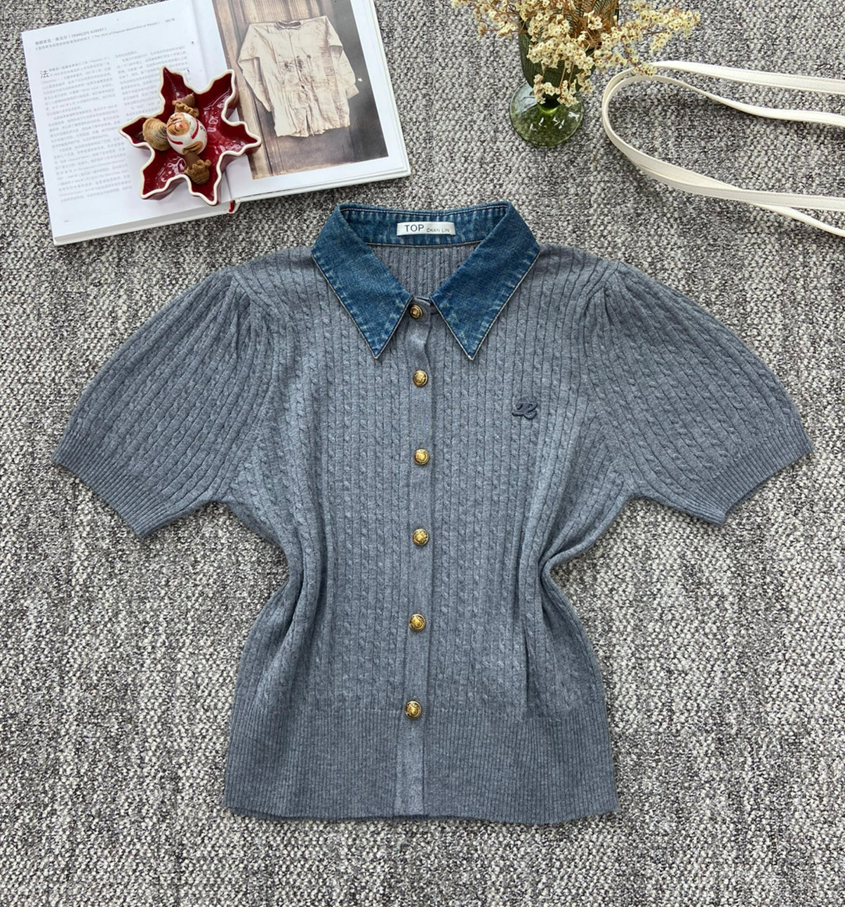 【tops】ポロネックニットトップス Q8938