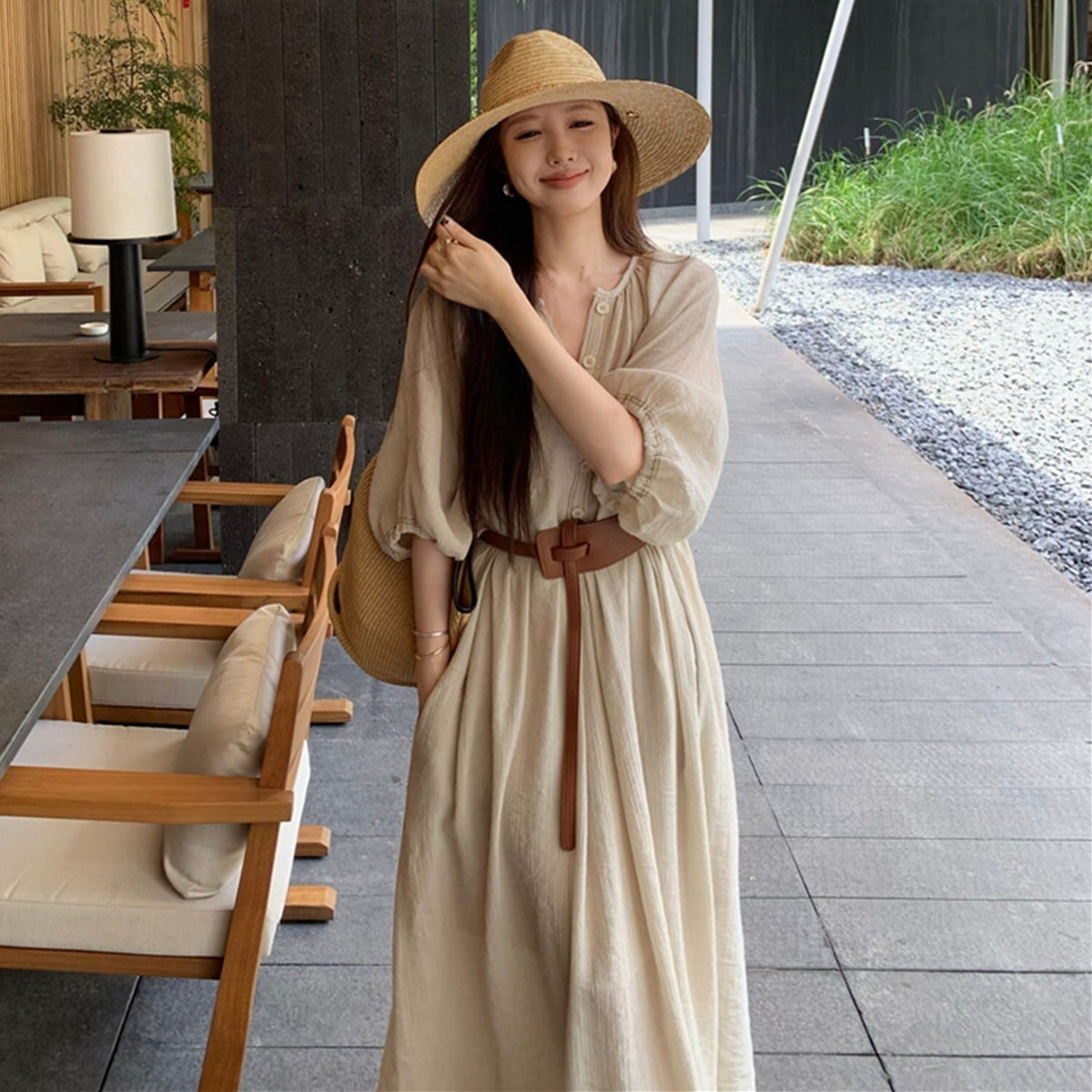 【dress】ベルト付きシャツワンピース　N2670