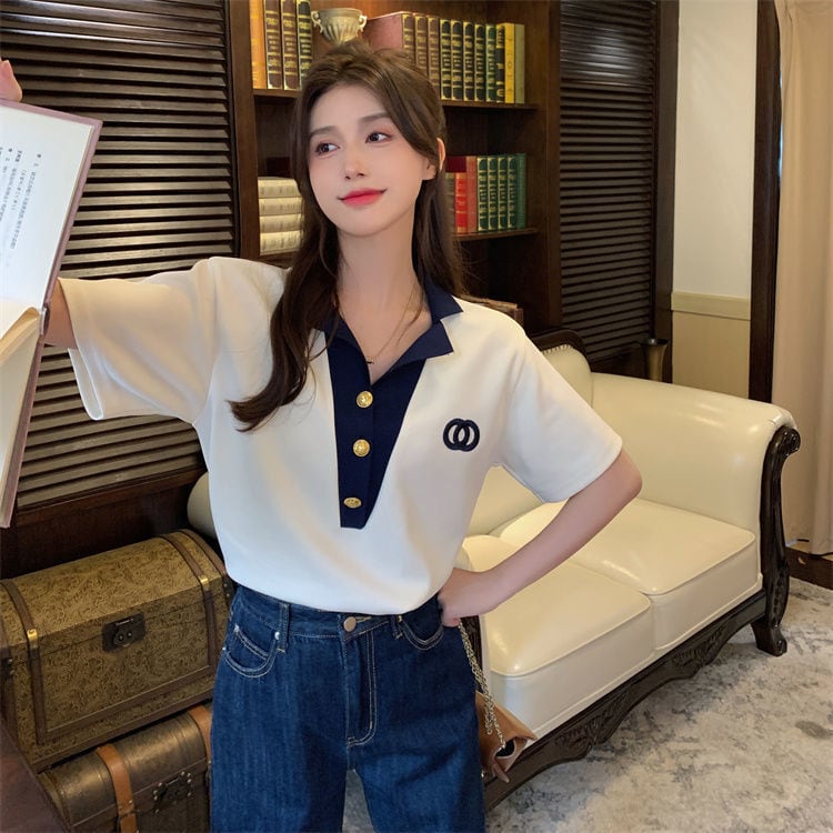 【tops】POLOネックデザインTシャツG21361