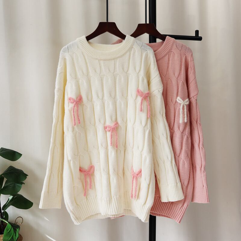 【tops】リボン付きニットセーター　M27472