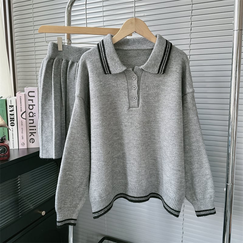【set】POLOネックニットセーター+スカートセット　M26884
