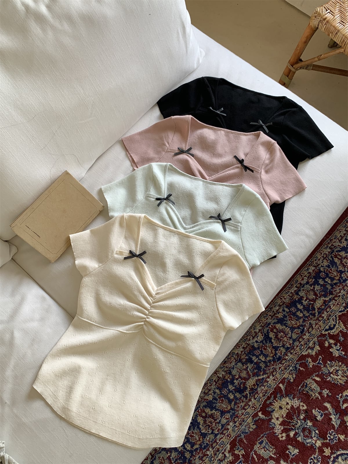 【tops】リボン付きTシャツ　M24481