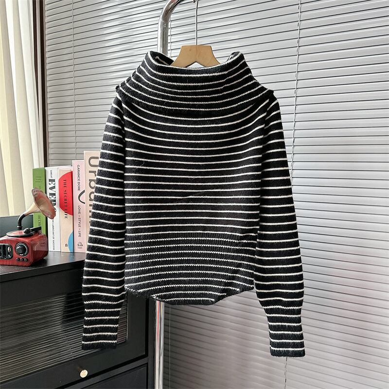 【tops】ボーダー柄ニットトップス　M18544