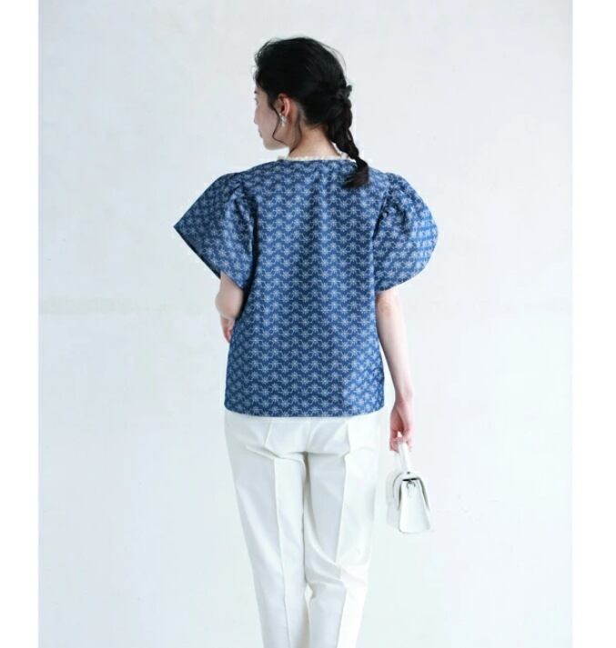 【tops】デニムプリントトップス　M30192