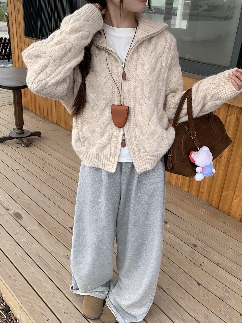 【outer】ファスナーニットカーデ　M28670