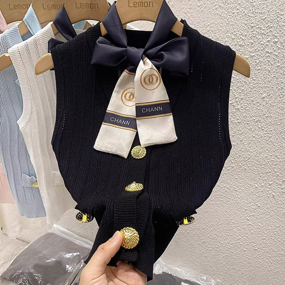 【tops】4色リボン付きキャミソール F7576