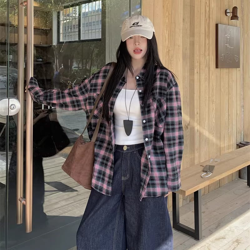 【tops】チェック柄シャツ Q8182
