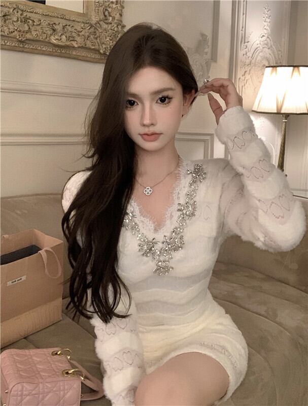 【dress】ビジューレースデートワンピース　M28176