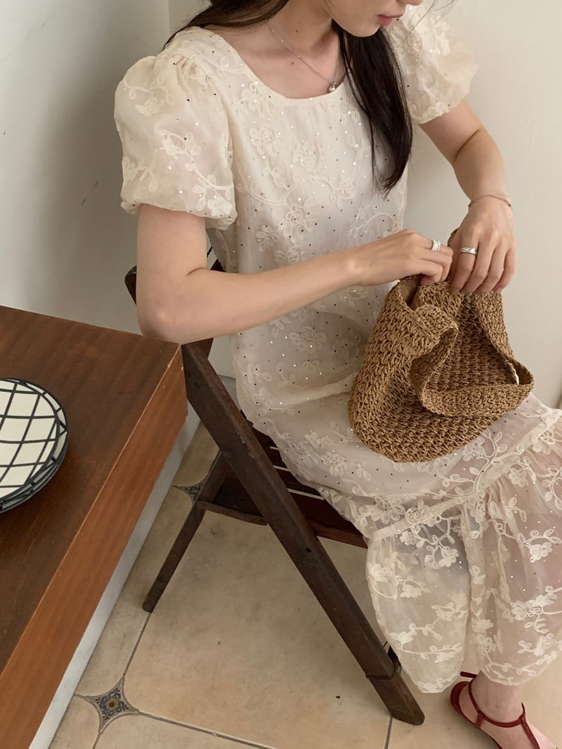 【dress】ジャカード刺繍ワンピース　M24731