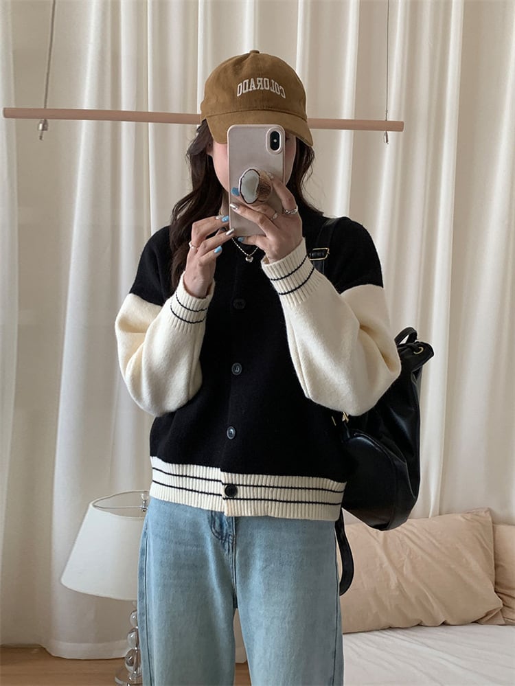 【outer】配色ニットカーデ　M25964
