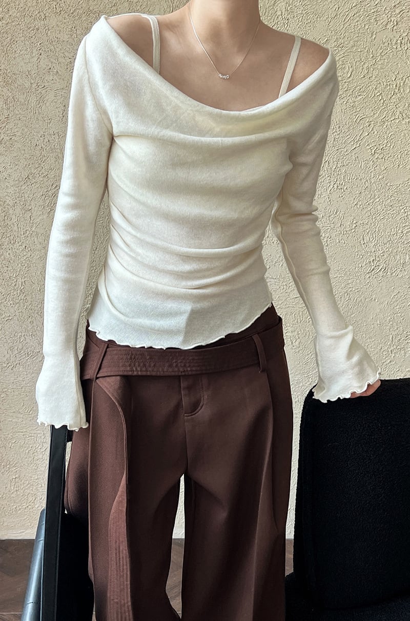 【tops】レイヤードニットトップス　N2875