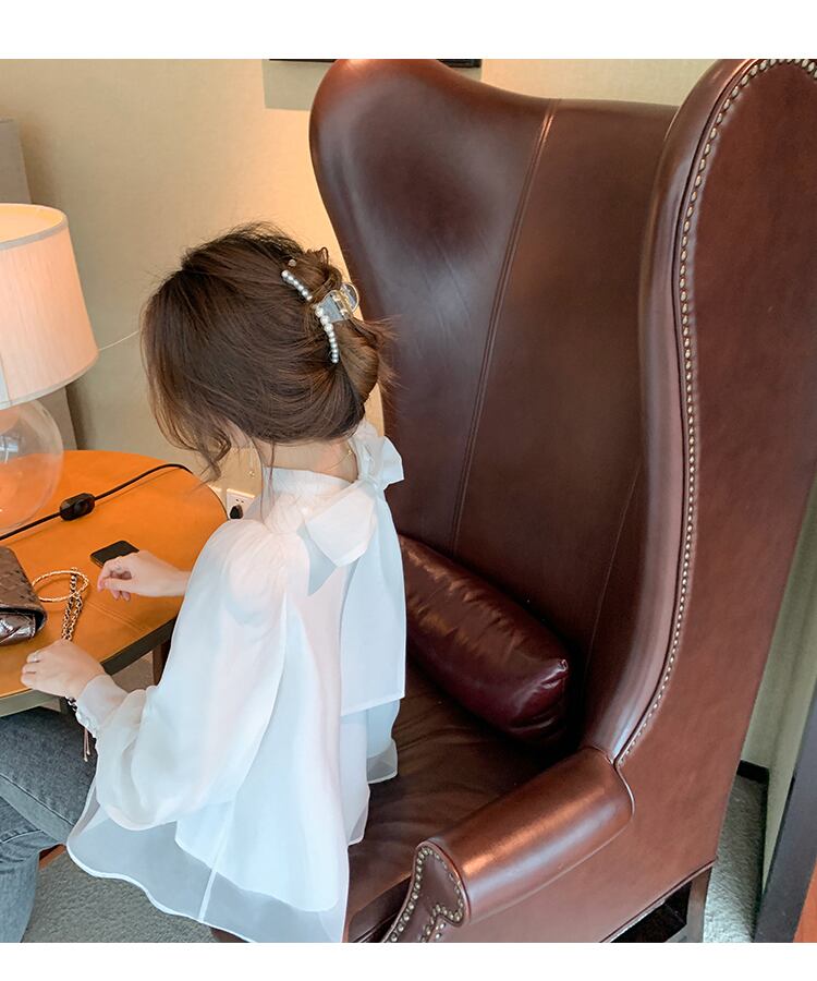 【tops】美人度アップ!ファッション韓国系スウィートシフォン長袖洋気シャツ G1480