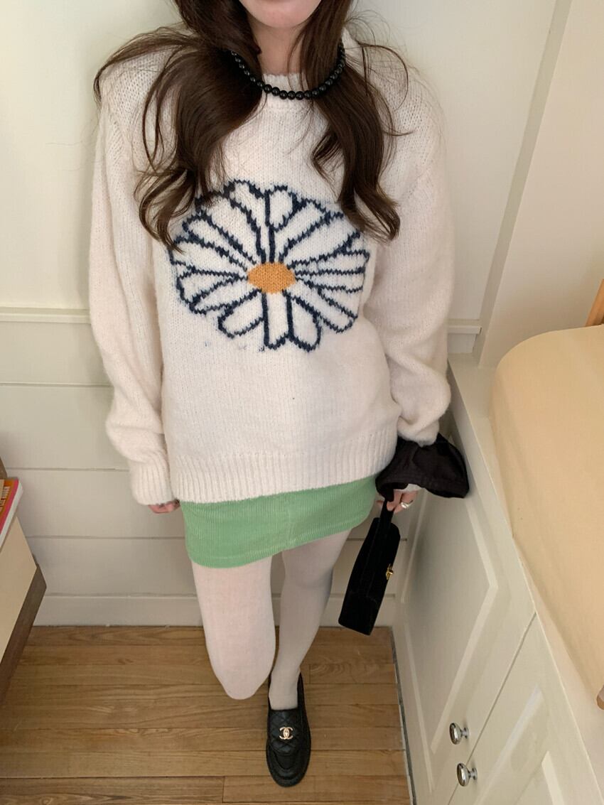 【tops】刺繍ニットセーター　M28269