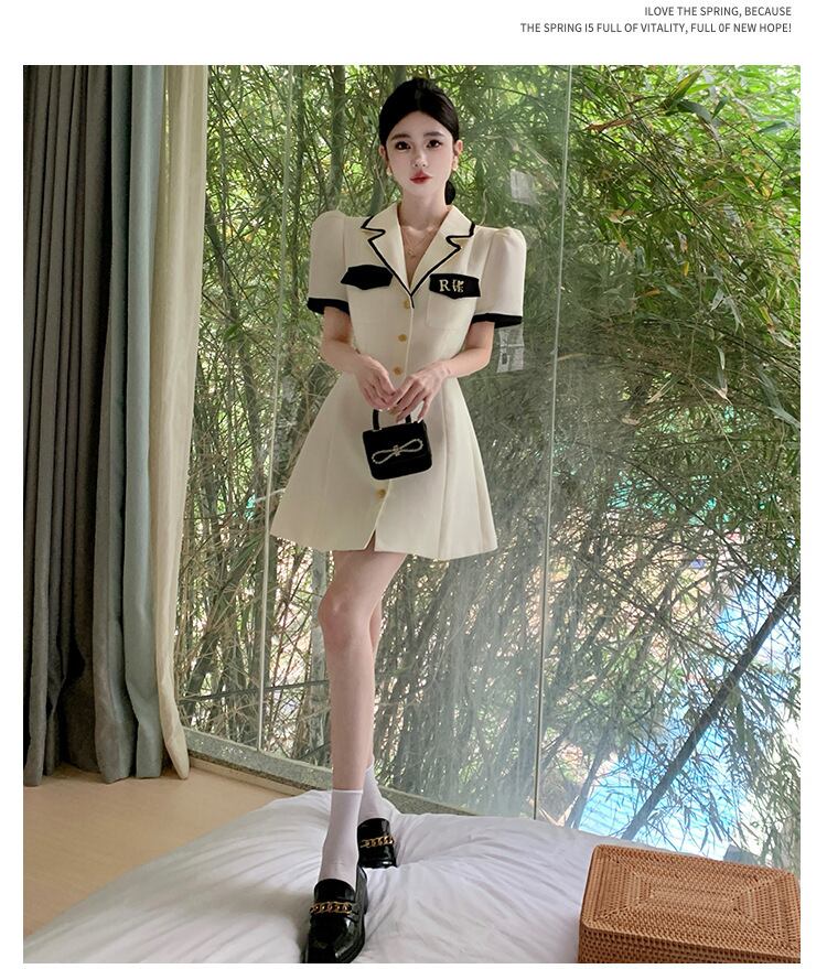 【dress】カラーマッチングスーツワンピース G21000