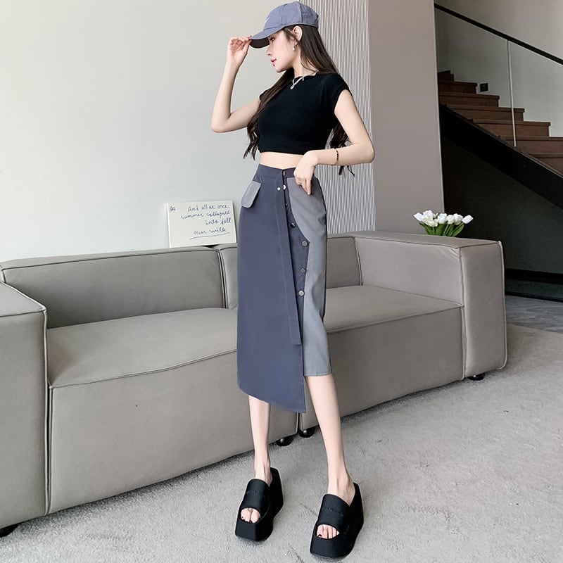 【bottoms】不規則ハイウエストスカートG20941