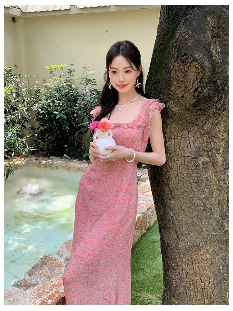【dress】フリル花柄ワンピース　M25208