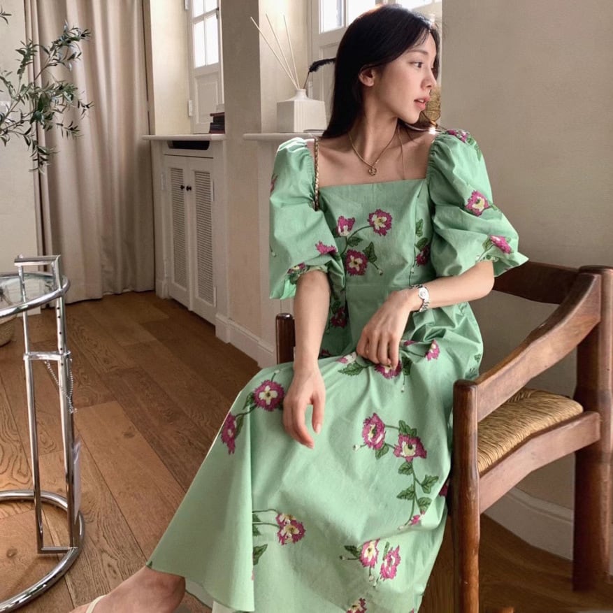 【dress】パフスリーブワンピース　M24735